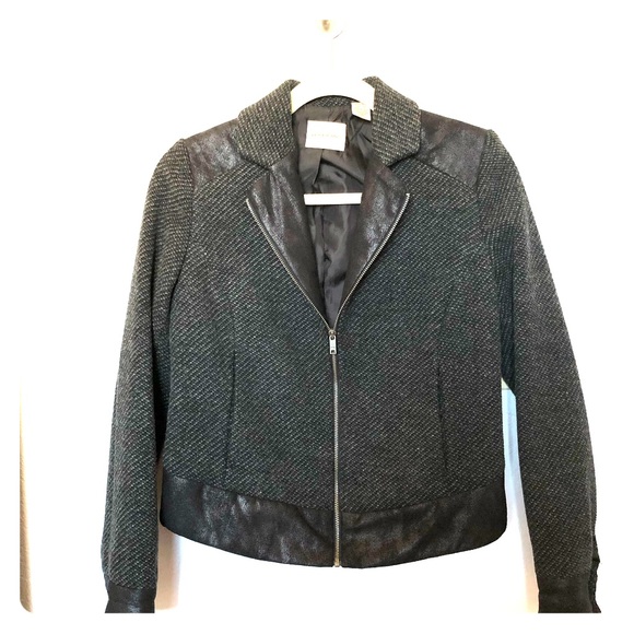 Tweed leather Jacket - Picture 1 of 8